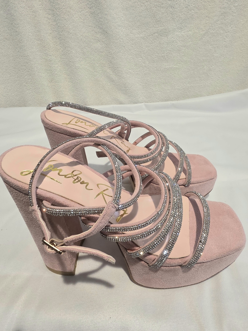 London Rag Pink Strappy Platform Block Heel Sandal - Picture 9 of 10